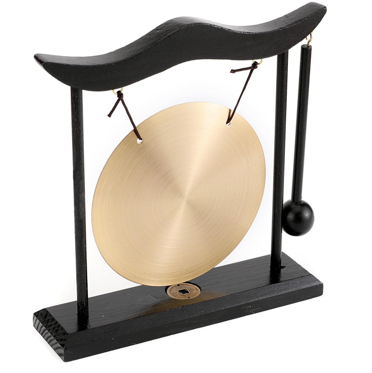 Zen Art Tabletop Brass Gong Feng Shui Desk Decor for Home Office Meditation (Glossy)