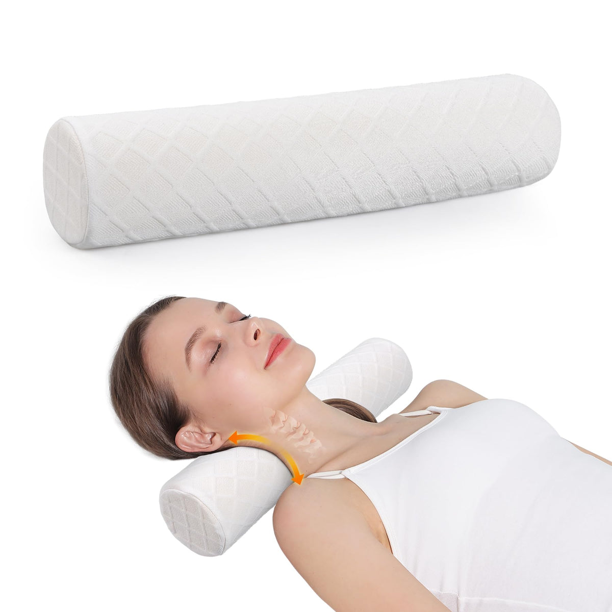 Cervical Roll Pillow (White / Medium - 3.9" H)