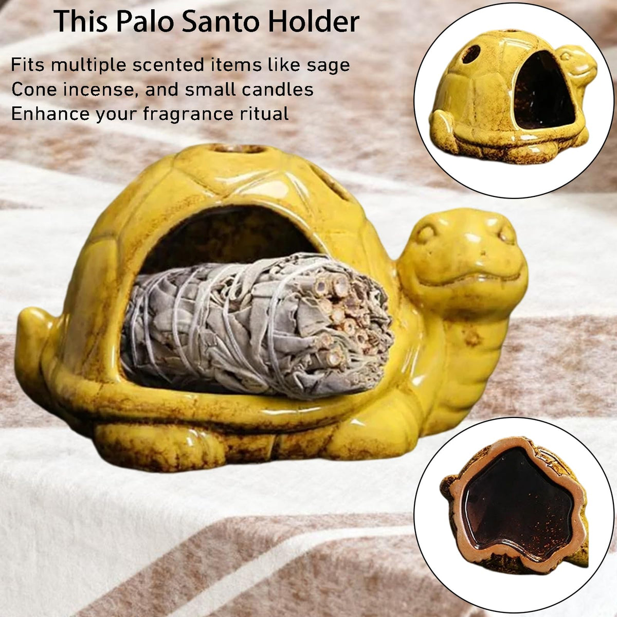 Ceramic Turtle Mini Chiminea (Yellow)