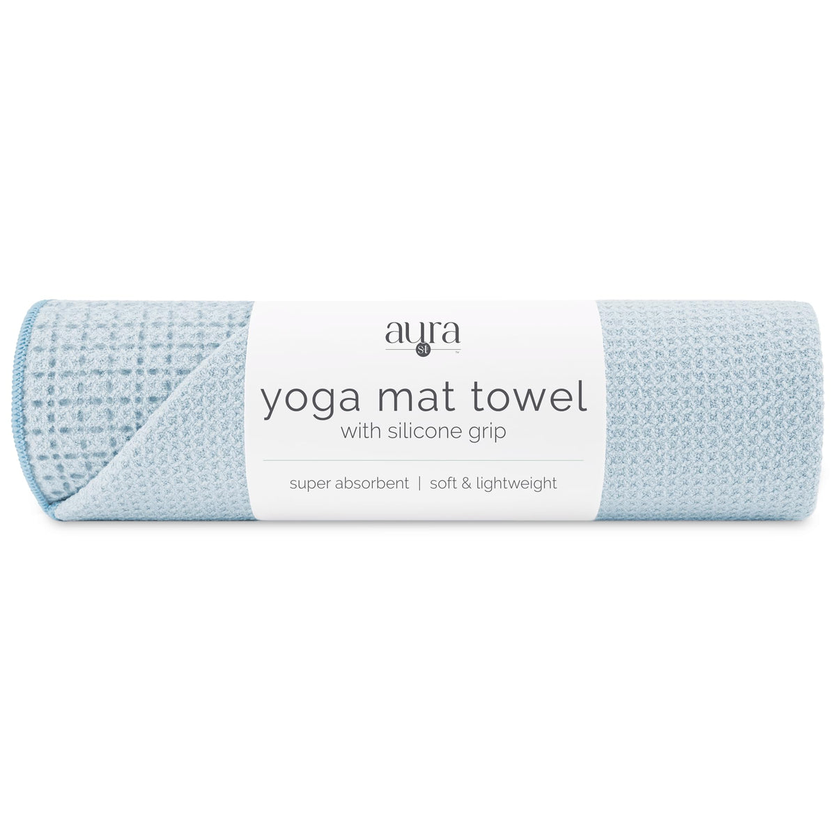 Aura Microfiber Yoga Mat Towel with Grip (Blue)