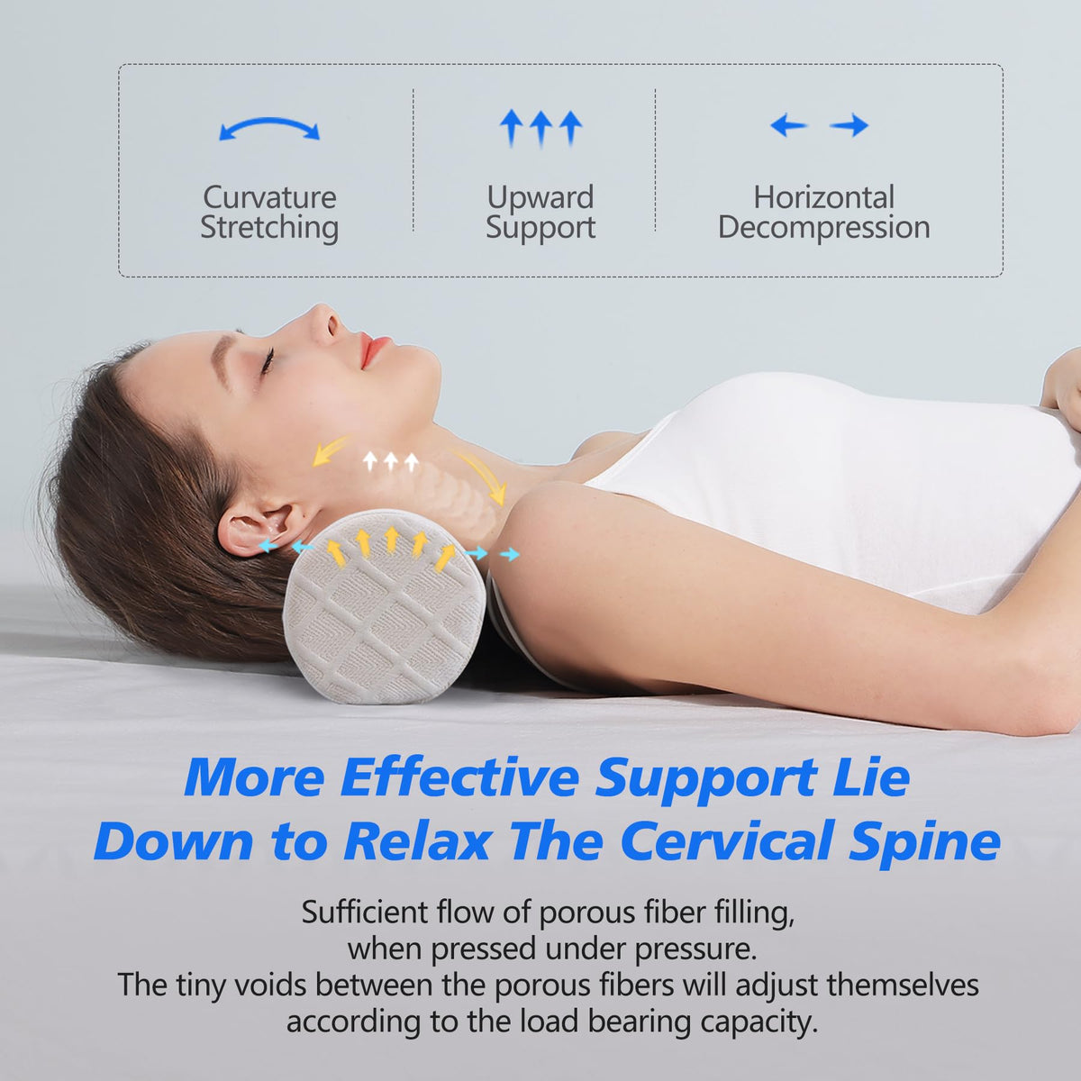 Cervical Roll Pillow (White / Medium - 3.9" H)