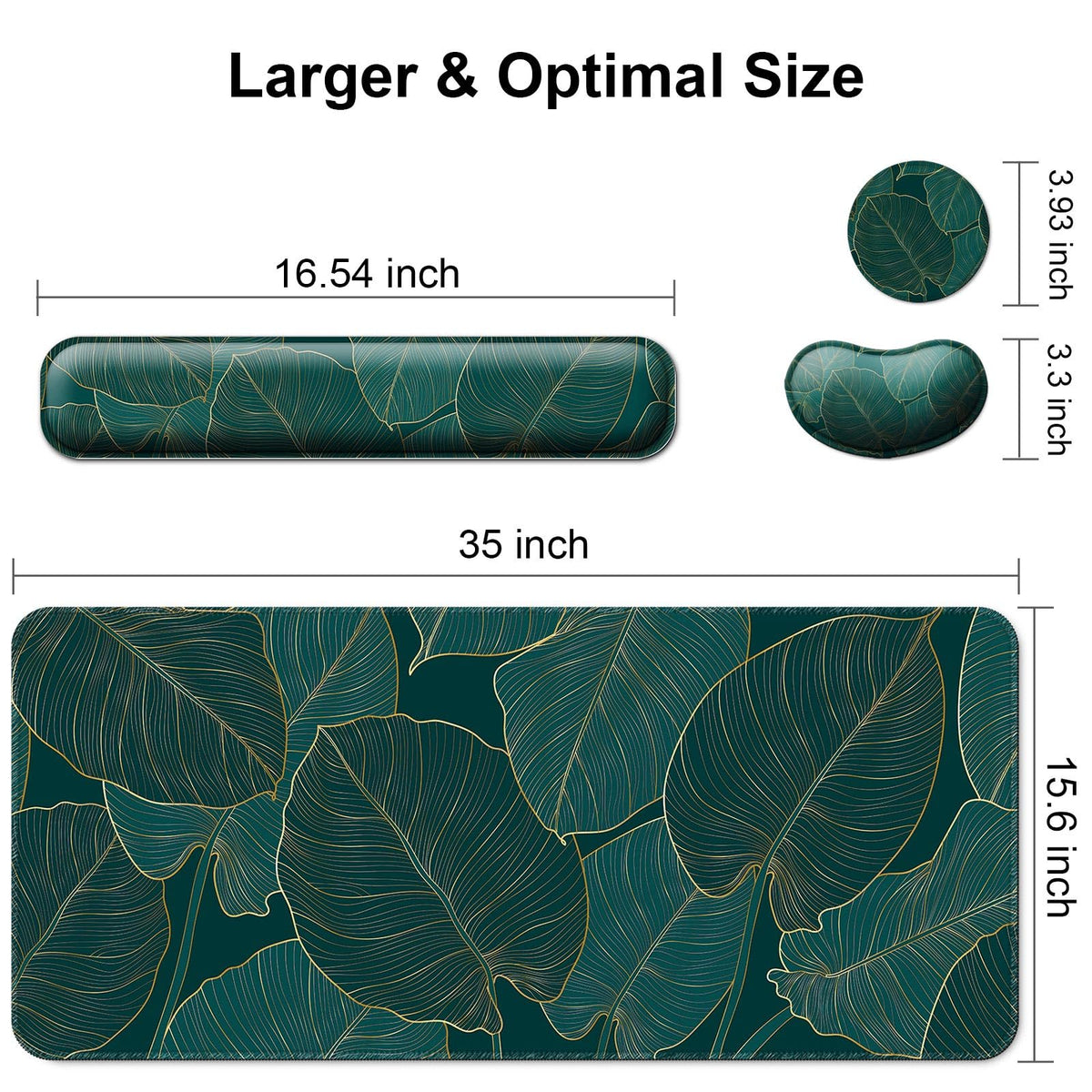 4 in 1 Mouse Pad and Keyboard Wrist Rest (B5-green Leaves)
