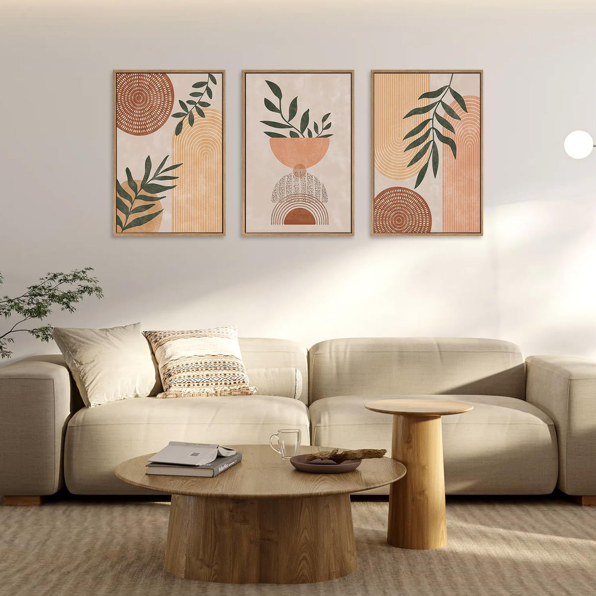 Framed Boho Wall Art Set of 3 (Botanical / 16"L x 24"W)