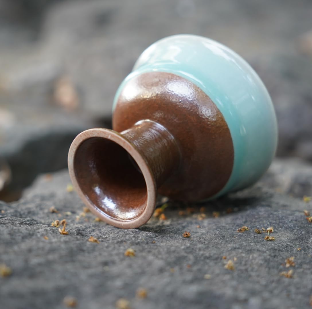 Ceramic Tea Cup (Brown And Sage green)