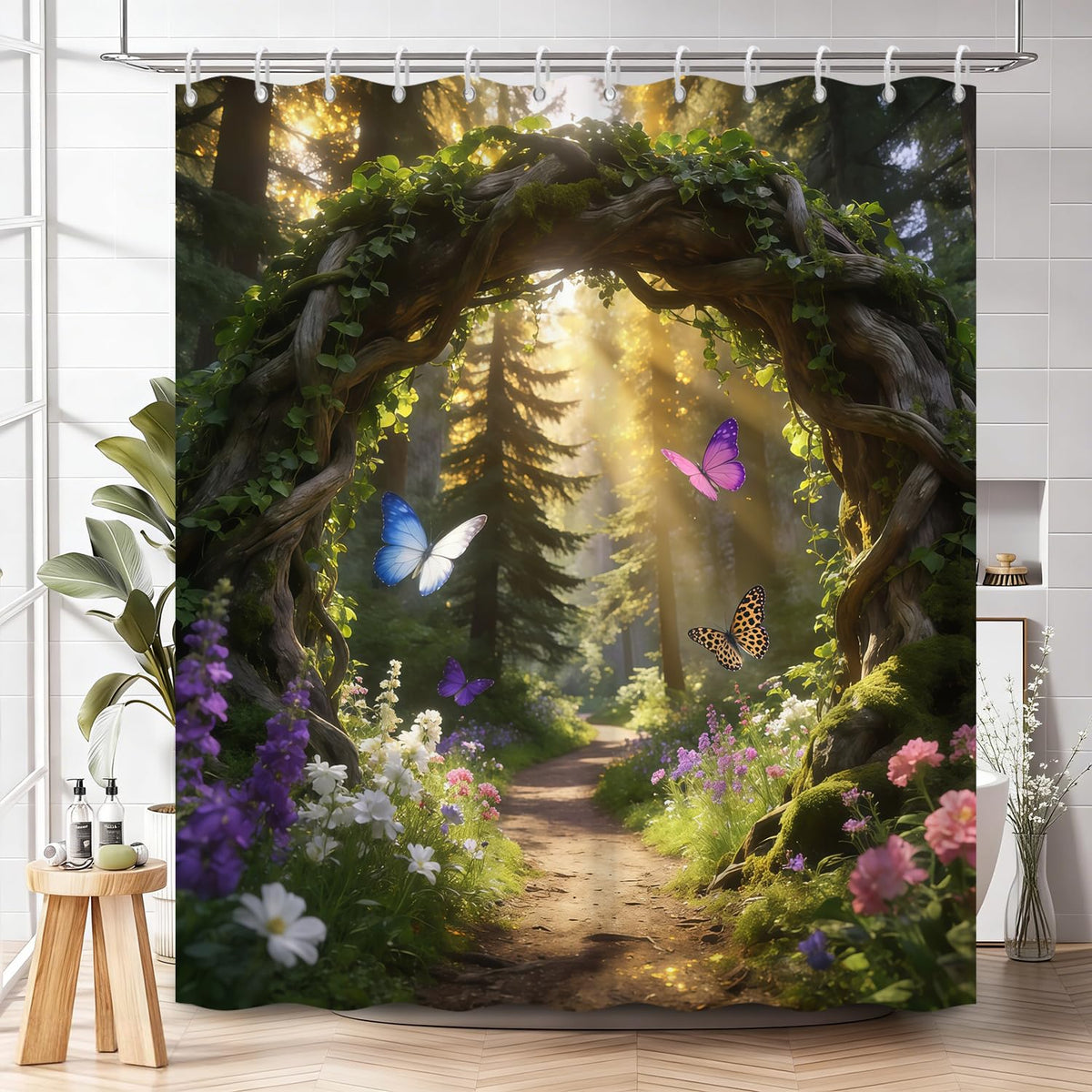 Enchanted Forest Shower Curtain with Hooks (Fantastical Landscape-a / 72"W x 72"L (Pack of 1))