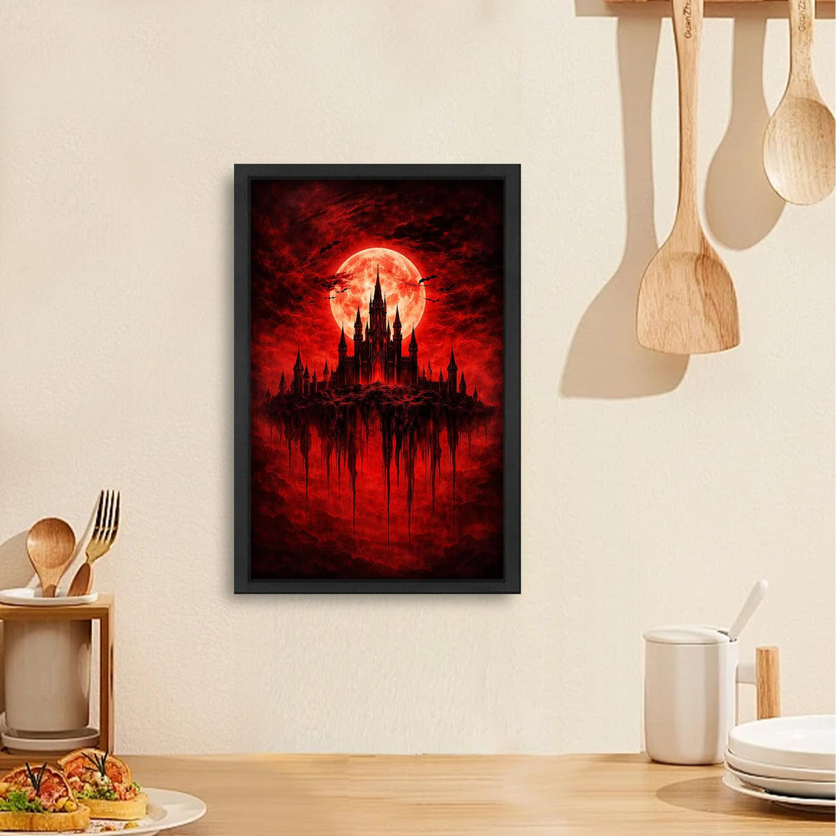 Gothic Castle Wall Art Dark Academia Canvas Wall Decor Moody Aesthetic Pictures Victorian Witchy Paintings Prints Creepy Goth Artwork Framed Decorations For Bathroom Bedroom Living Room Office Gifts 16" x 24" (Gothic / 24"L x 16"W)