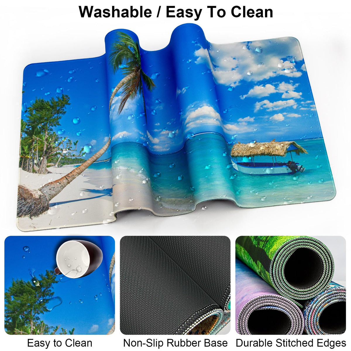 4 in 1 Mouse Pad and Keyboard Wrist Rest (A4-blue Sea)
