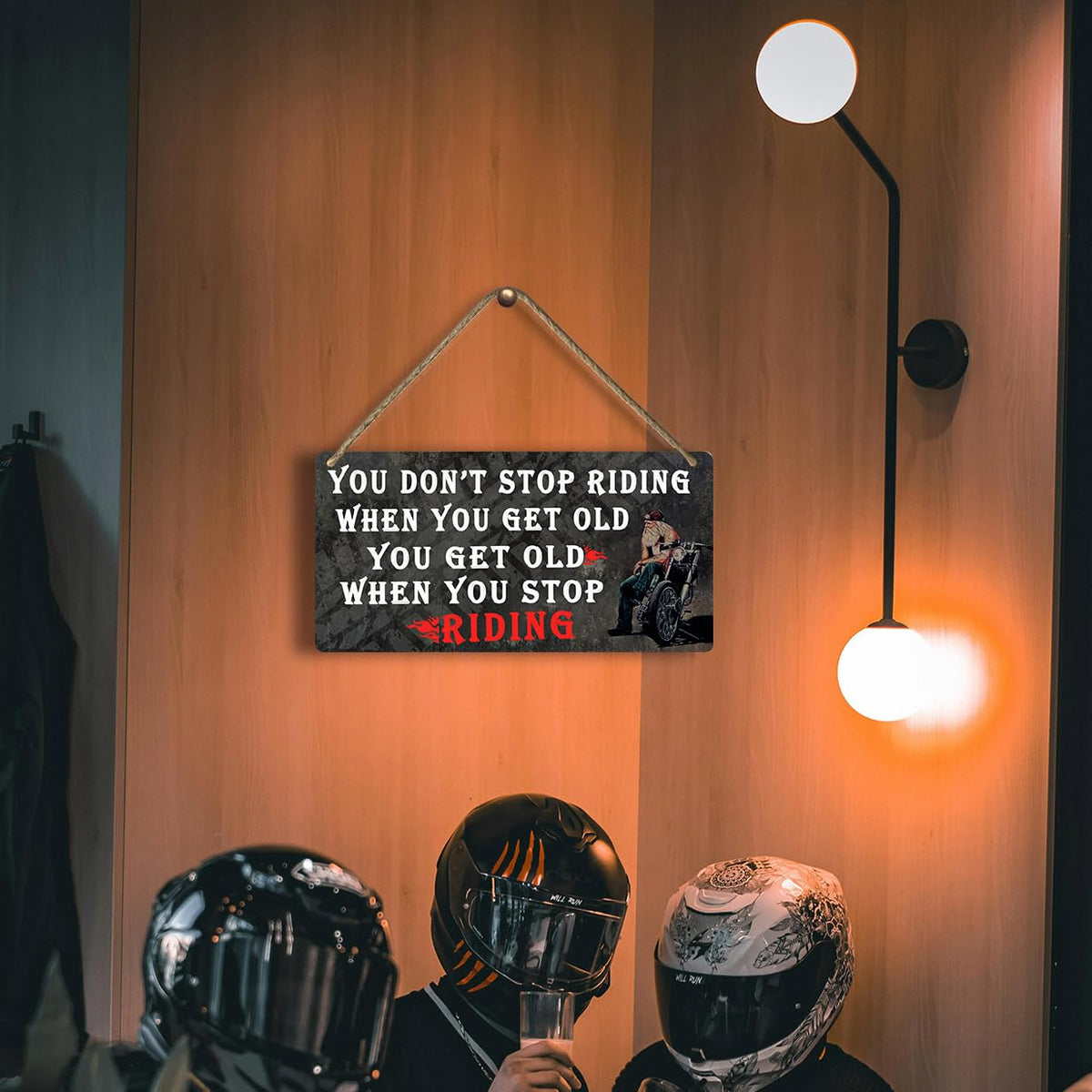 Motorcycle Gifts For Men Motorcycle Sign You Don't Stop Riding When You Get Old Sign Motorcycles Poster Wall Art Biker Gifts For Dad Garage Signs Man Cave Decor Funny Courtyard Signs (MotorcycleSign03)