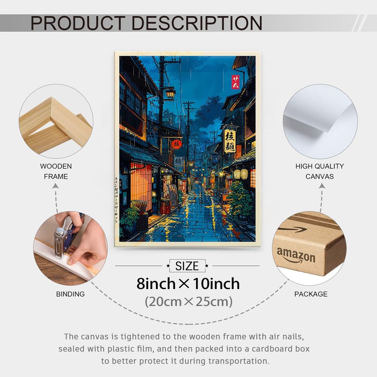 Framed Japanese Wall Art 8x10in Vintage Tokyo Tea House Poster Modern Japan Ukiyo (Wrapped Canvas / Japanese Art / 10"L x 8"W)