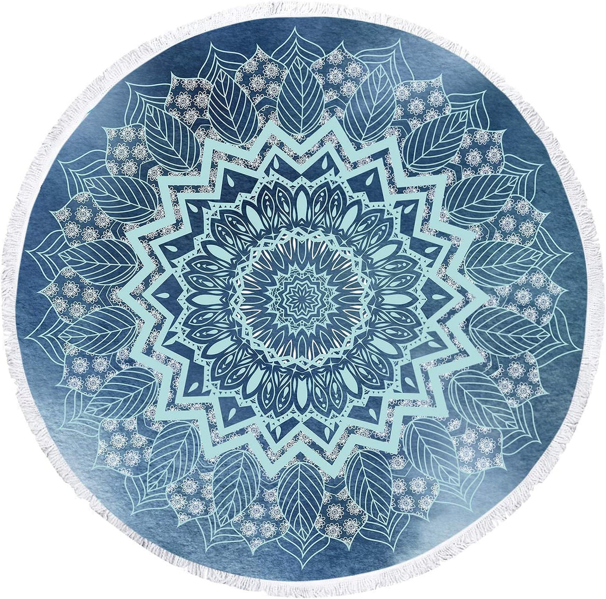 Round Mandala Beach Towel (Blue Mandala Beach Towel 02)
