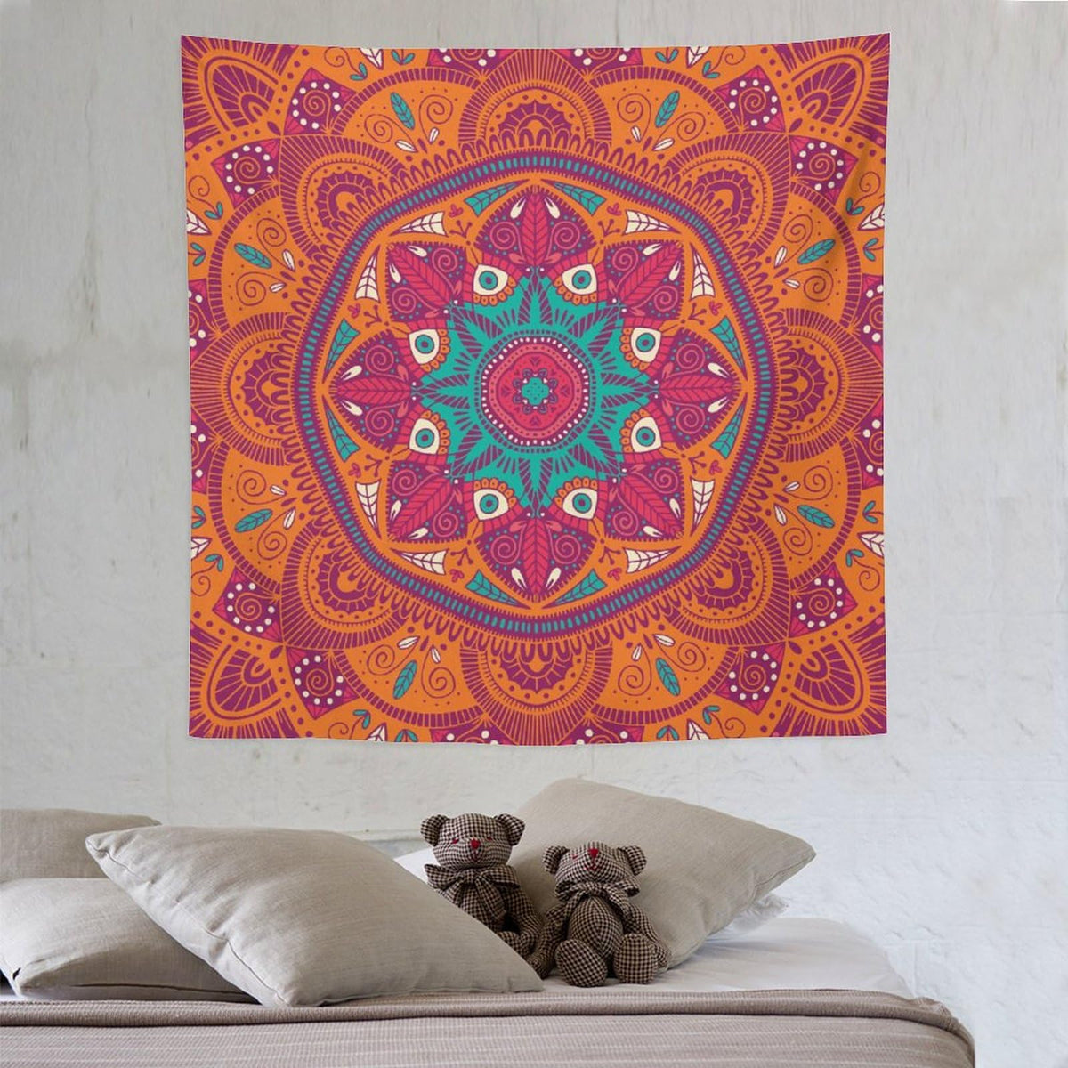Mandala Tapestry Wall Hanging Indian Abstract Hippie Bohemian Art Floral Texture Pattern Tapestries Home Decor for Living Room Bedroom Kitchen Dorm 60"x60" (60"L x 60"W / Mandala-14)
