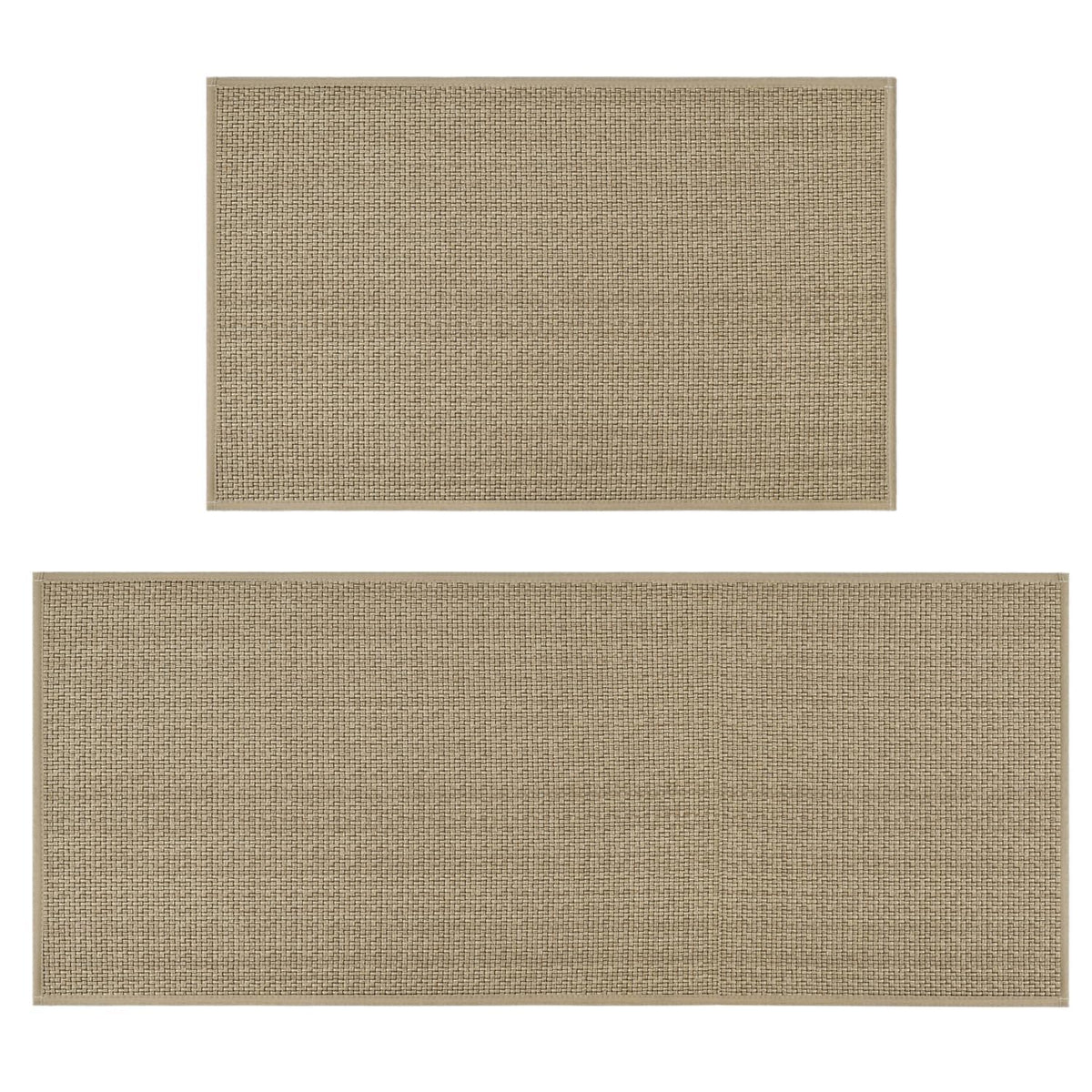 Washable Non Slip Kitchen Rugs and Mats Set of 2 (20" x 32" /20" x 48" / Linen)