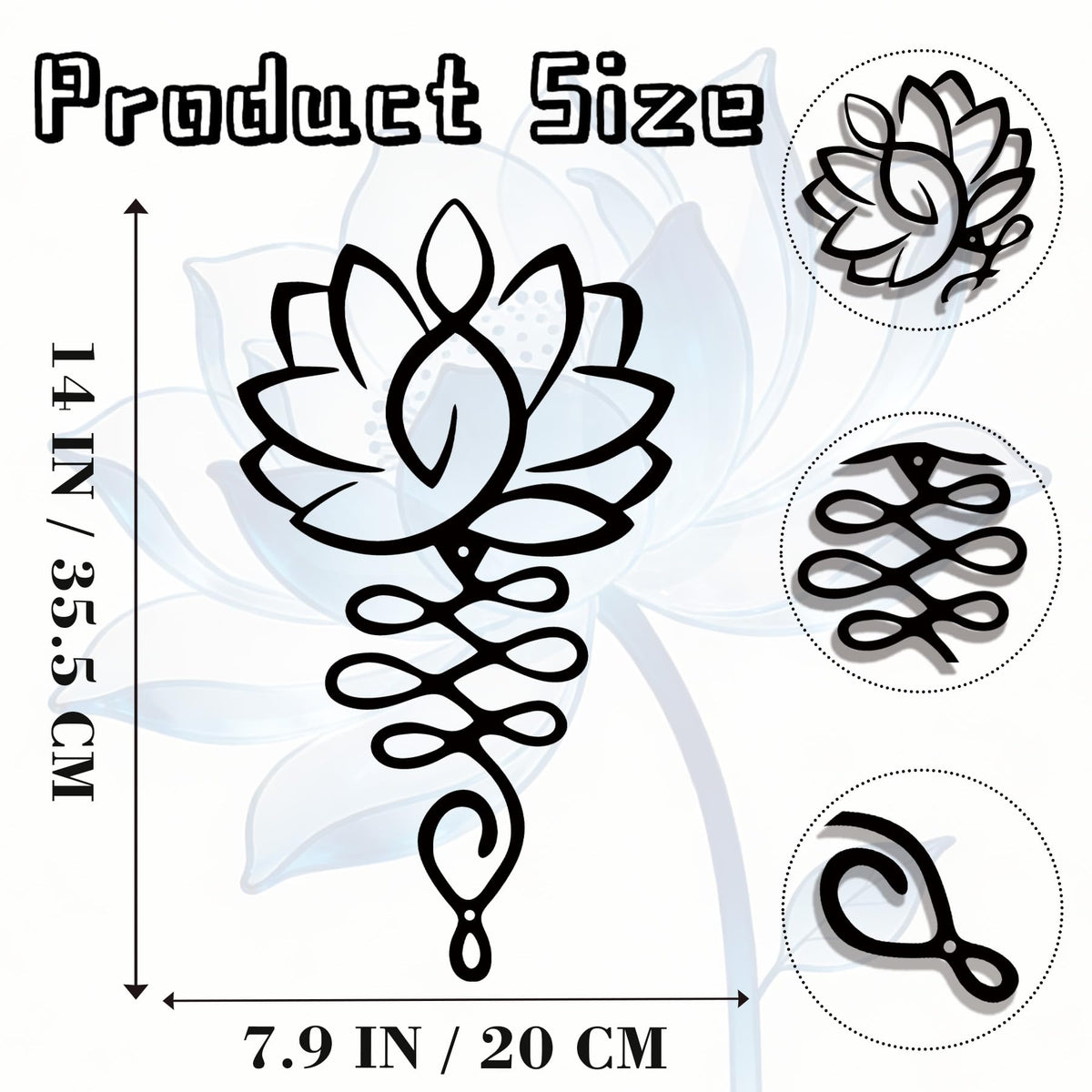 Metal Wall Art Lotus Flower Yoga Room Decor (Black)