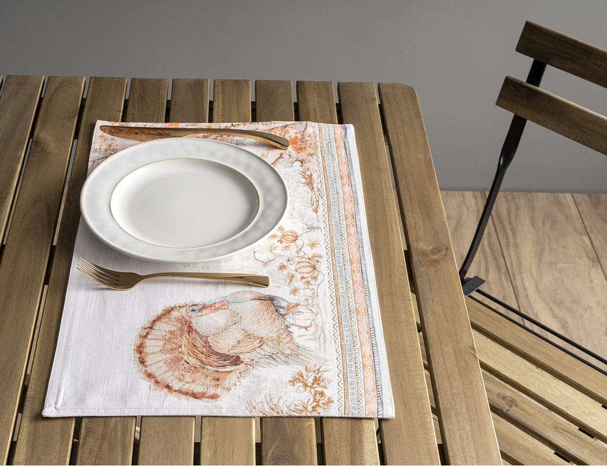 Placemats Set of 4 Reusable 100% Cotton (029 - Giving Thanks / 13" X 19" (Pack of 4))