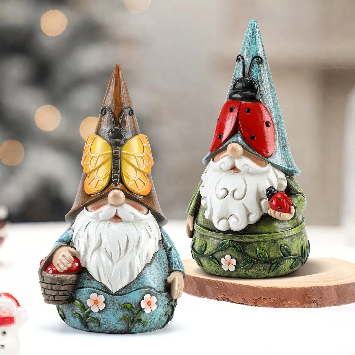 Butterfly Gnome Garden Statue Cute Resin Outdoor Gnome Nomes Gift for Women (Yellow)