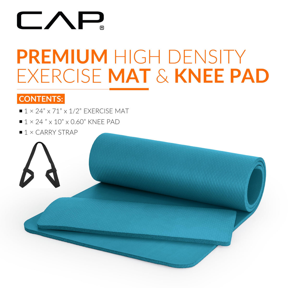 1 2" Thick Yoga Mat (Teal / Yoga Mat w/Knee Pad)