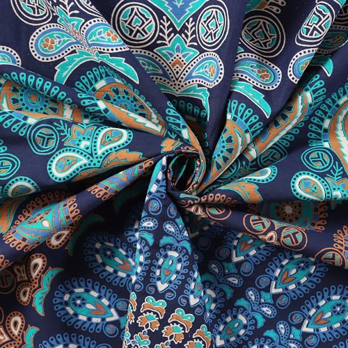 Blue Hippie Mandala Curtains 74 Inch Length for Living Room Bedroom 2 Panels Set Light Filtering Semi Sheer Window Curtains 50 Inch Width Boho Farmhouse Drapes W50xL74 Turquoise (Tarquiose / 25"W x 74"L (Pack of 2))