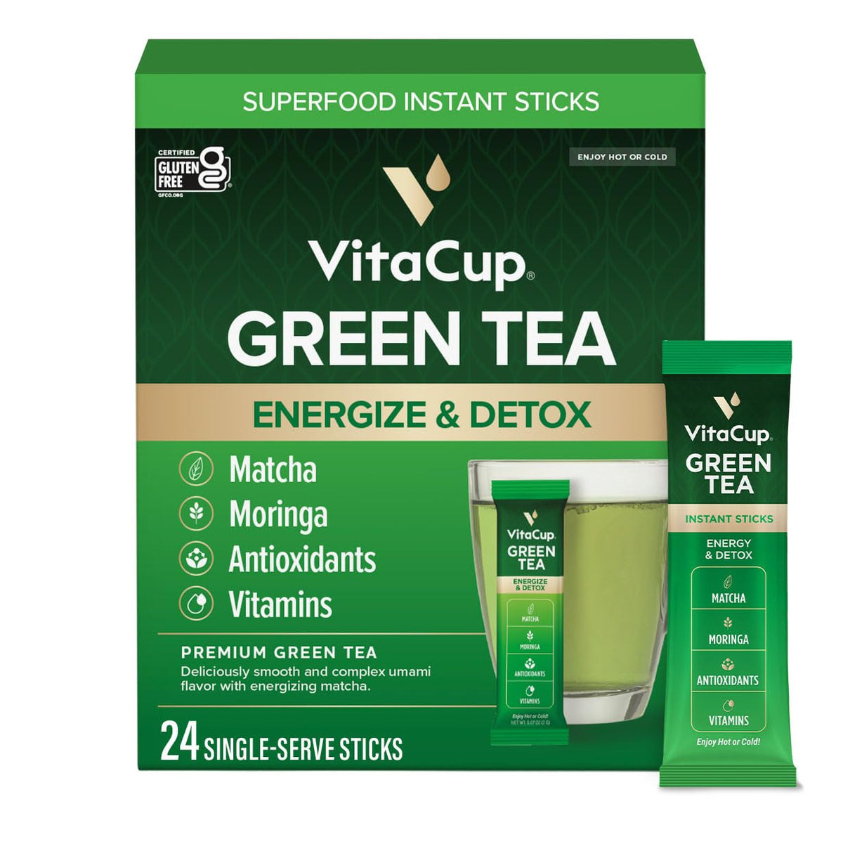 Green Tea Instant Packets with Matcha (24 Count (Pack of 1))