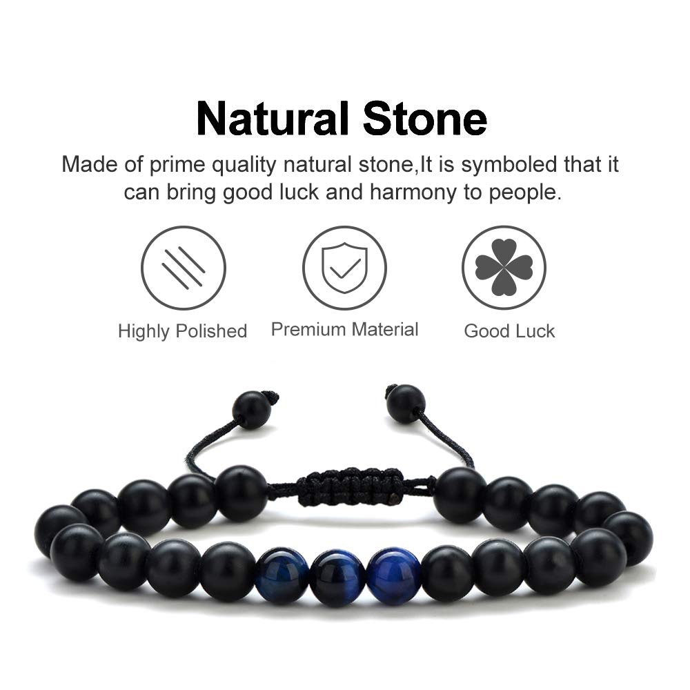 Mens Bracelet (3 Pcs Matte Agate&Tiger Eye)