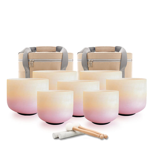 Sunset Crystal Singing Bowls Set 7 (7-12inch 432hz Sunset 7pcs)