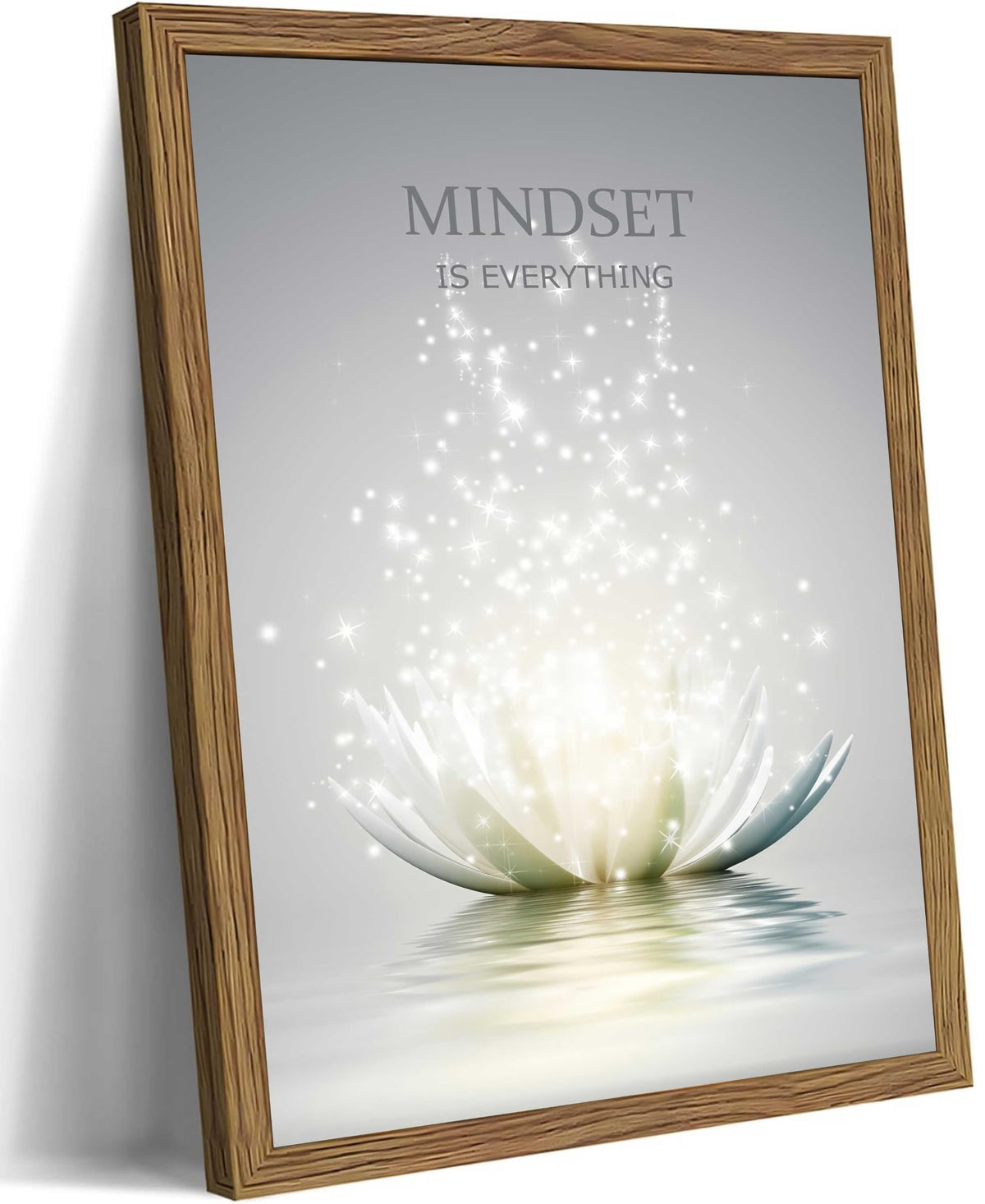 Wood Framed Lotus Flower Wall Art Zen Inspirational Wall Decor (Lotus Flower / 12"L x 16"W)