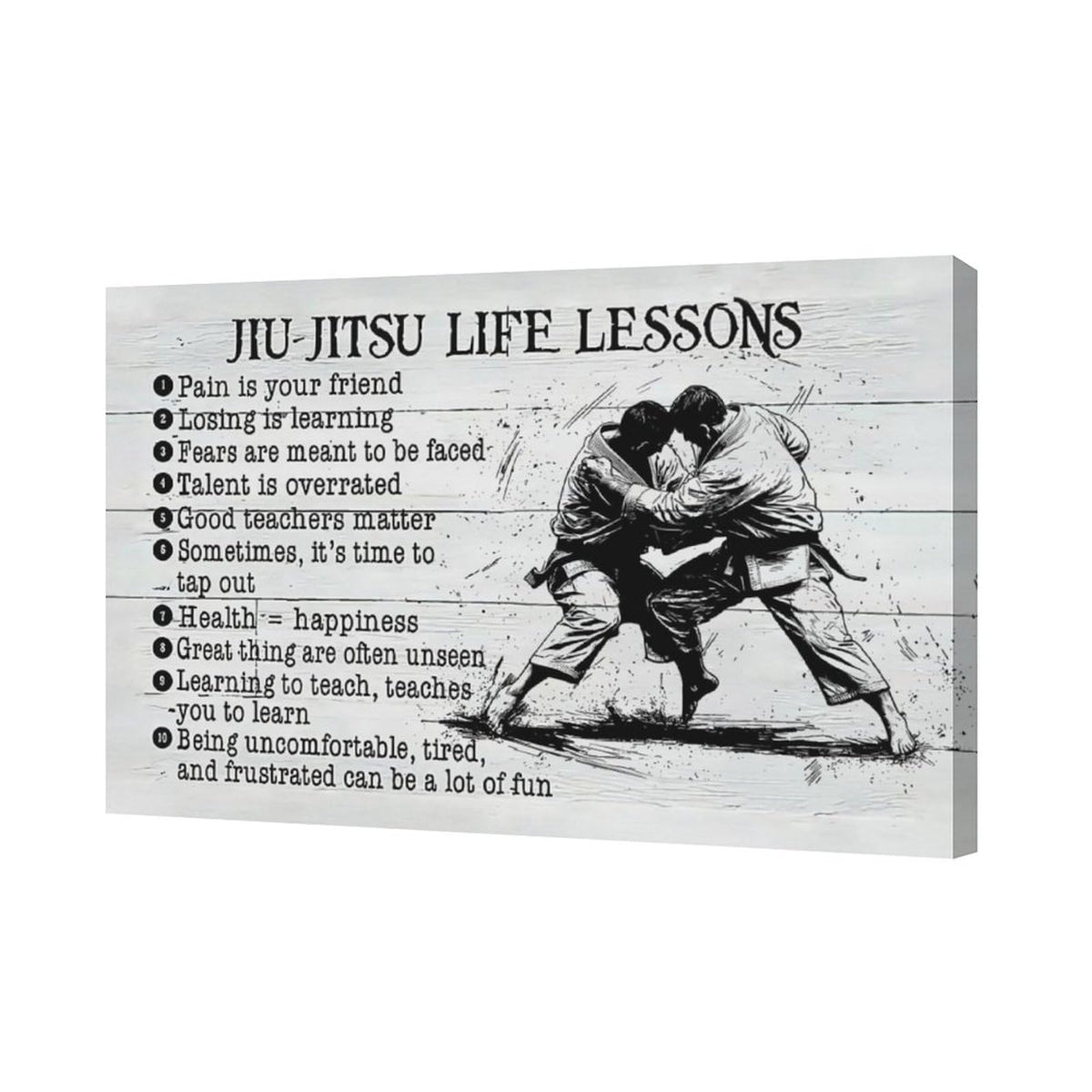 Jiu Jitsu Wall Art Jujitsu Life Lessons Pictures Wall Decor Judo Canvas Prints Martial Decorations Painting Framed Artwork Office Home Decor For Gym Martial Arts Hall Bedroom Living Room 24"x16" (Jujitsu / 24L" x 16W")