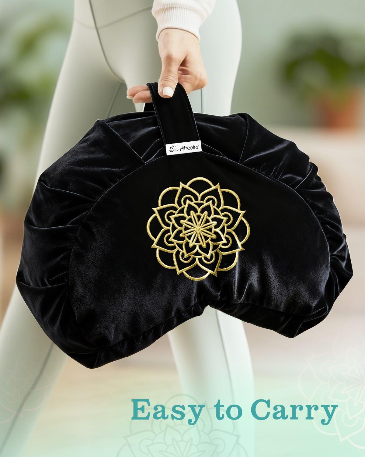 Premium Crescent Meditation Cushion (Black)