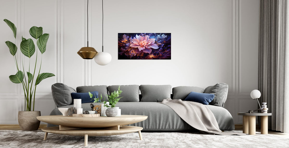 1 Panel Purple Flower Pictures Purple Paintings Abstract Flower Pictures Wall Decor Abstract Flowers Print on Canvas Plum Color Wall Art for Home Decor Stretched and Framed 8x16 inch (16"L x 8"W / Purple Flower 7)