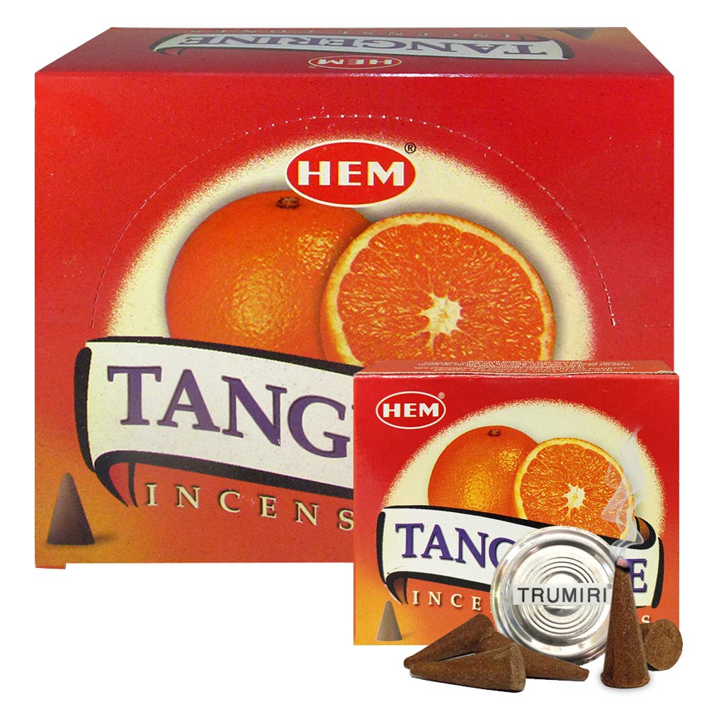 Tangerine Incense Cones and Cone Incense Burner Bundle Insence Insense Hem Incense (Tangerine)