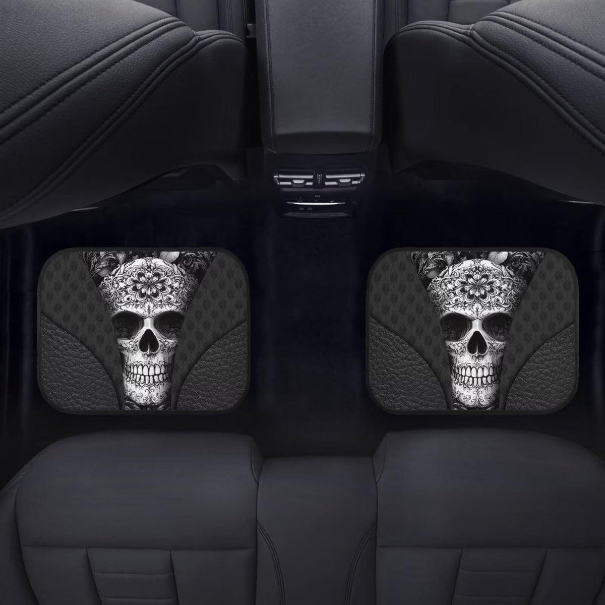 Black Skull Car Floor Mats for Men (Black Skull)