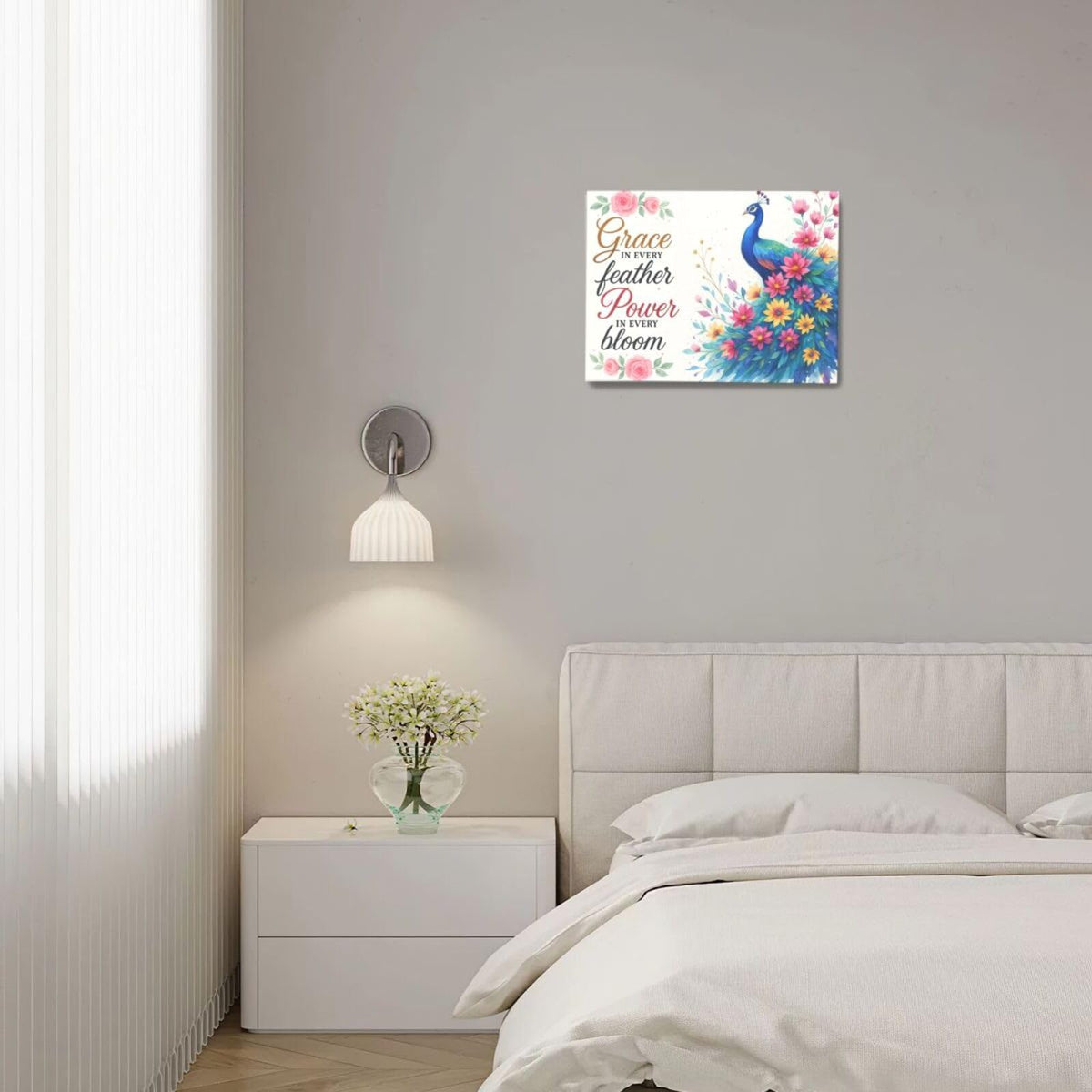 Peacock Wall Art Elegant Peacock Wall Decor Inspirational Canvas Print Painting Pictures Motivational Artwork Framed Decorations Gifts for Women girls Bedroom Bathroom Living Room Office 12"x16" (Peacock / 16"L x 12"W)