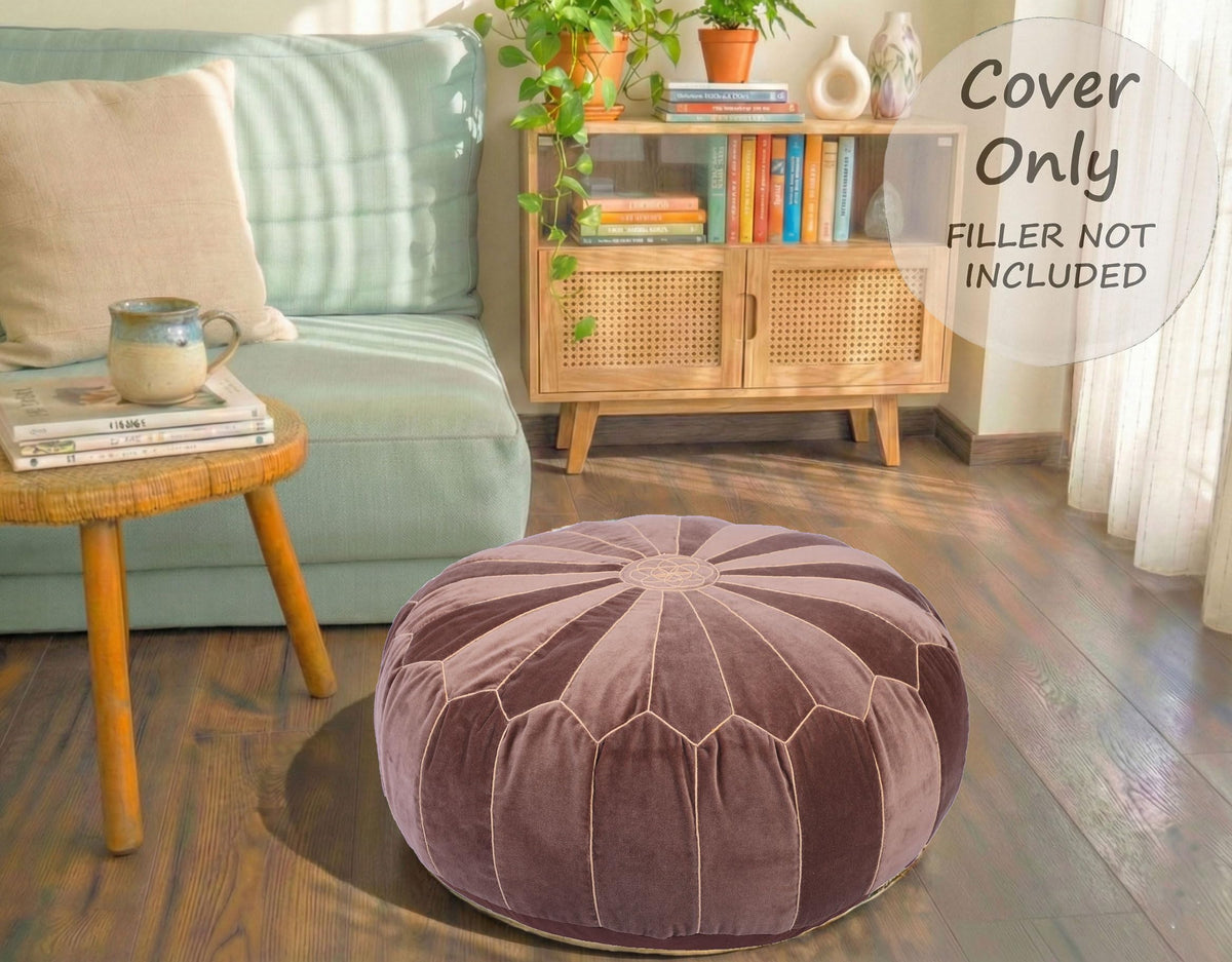 Moroccan Velvet Floor Pouf (Chocolate Brown)