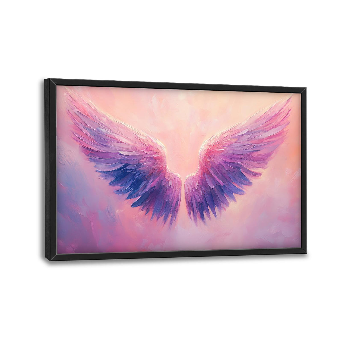Angel Wings Large Wall Art Purple Pink Wing Framed Wall Decor Modern Abstract Feather Canvas Pictures Painting for Living Room Women Bedroom Dining Room 24"x36" (Purple Pink Angel Wings / 36"L x 24"W)