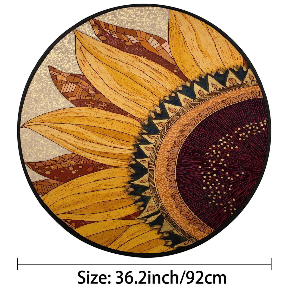 3 Ft Sunflower Round Rug Circle Area Rugs Circular Door Mat for Indoor (Color45 / 3' (Round))