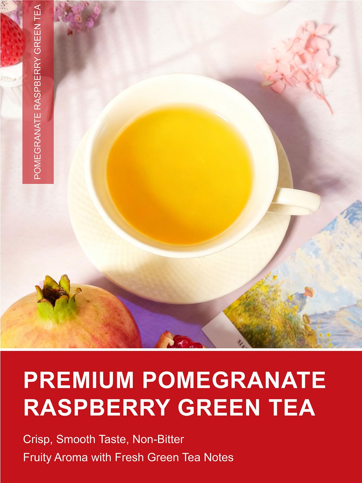 Pomegranate Raspberry Strawberry Green Tea Bags (100 Count (Pack of 1))