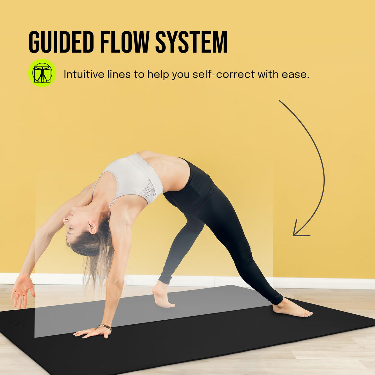 Extra Wide Yoga Mat for Men Women (Just Black / Standard (1/4 Inch Thick))