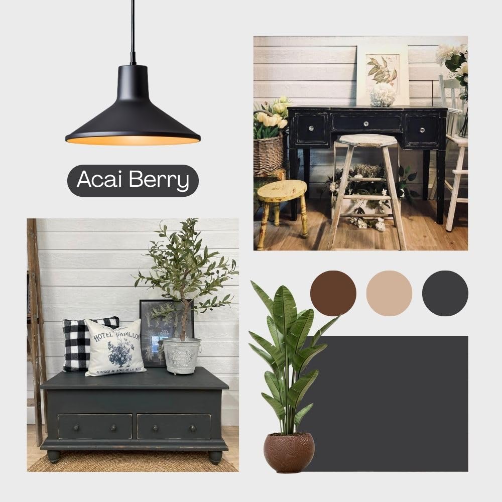 ACAI BERRY Black Chalk Paint for Furniture Painting DIY (Acai Berry / 128 Fl Oz (Pack of 1))