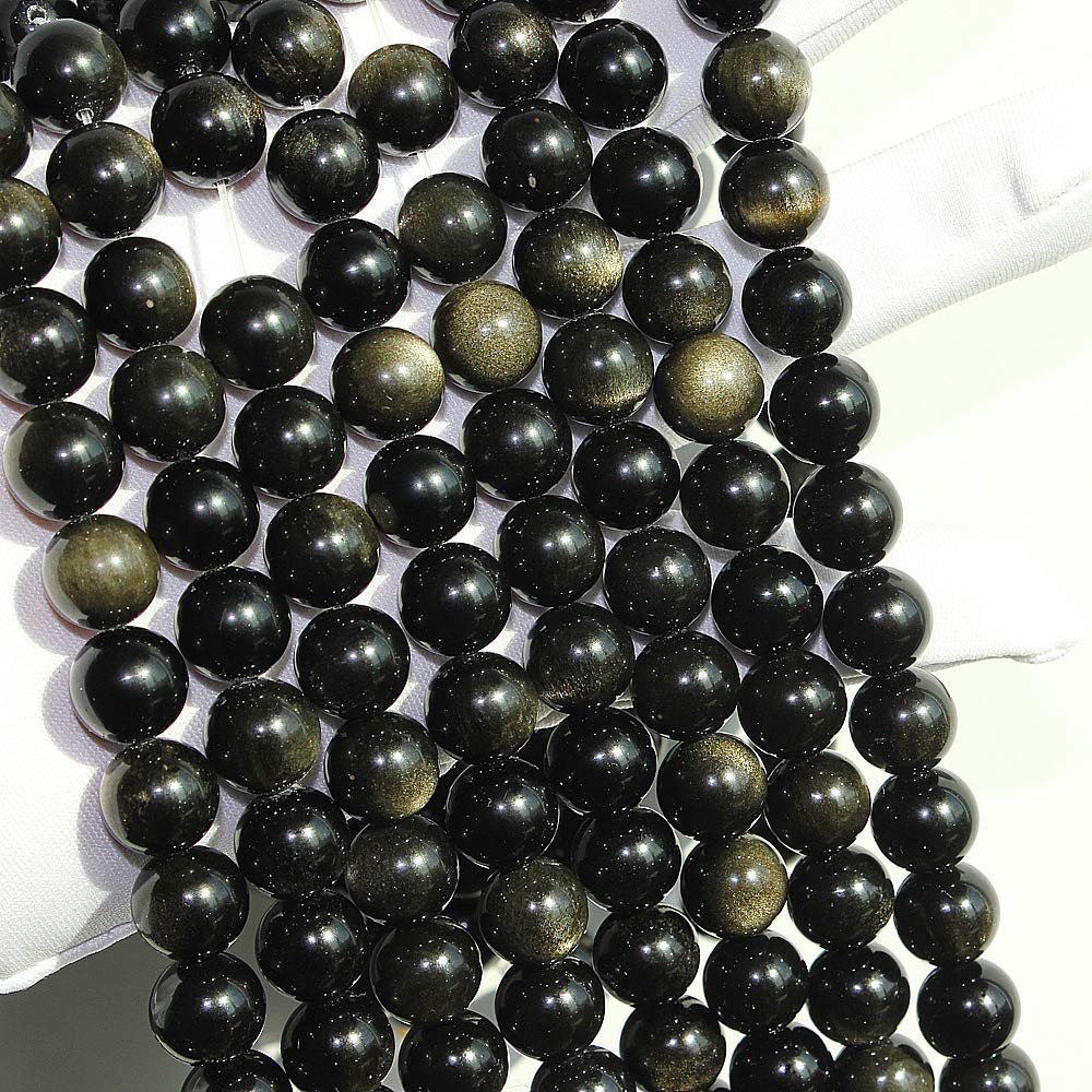 Rare Collection Natural Stone Beads Gold Obsidian Round Loose Beads for Jewelry Making DIY Bracelet Necklace (Gold Obsidian / 12mm)