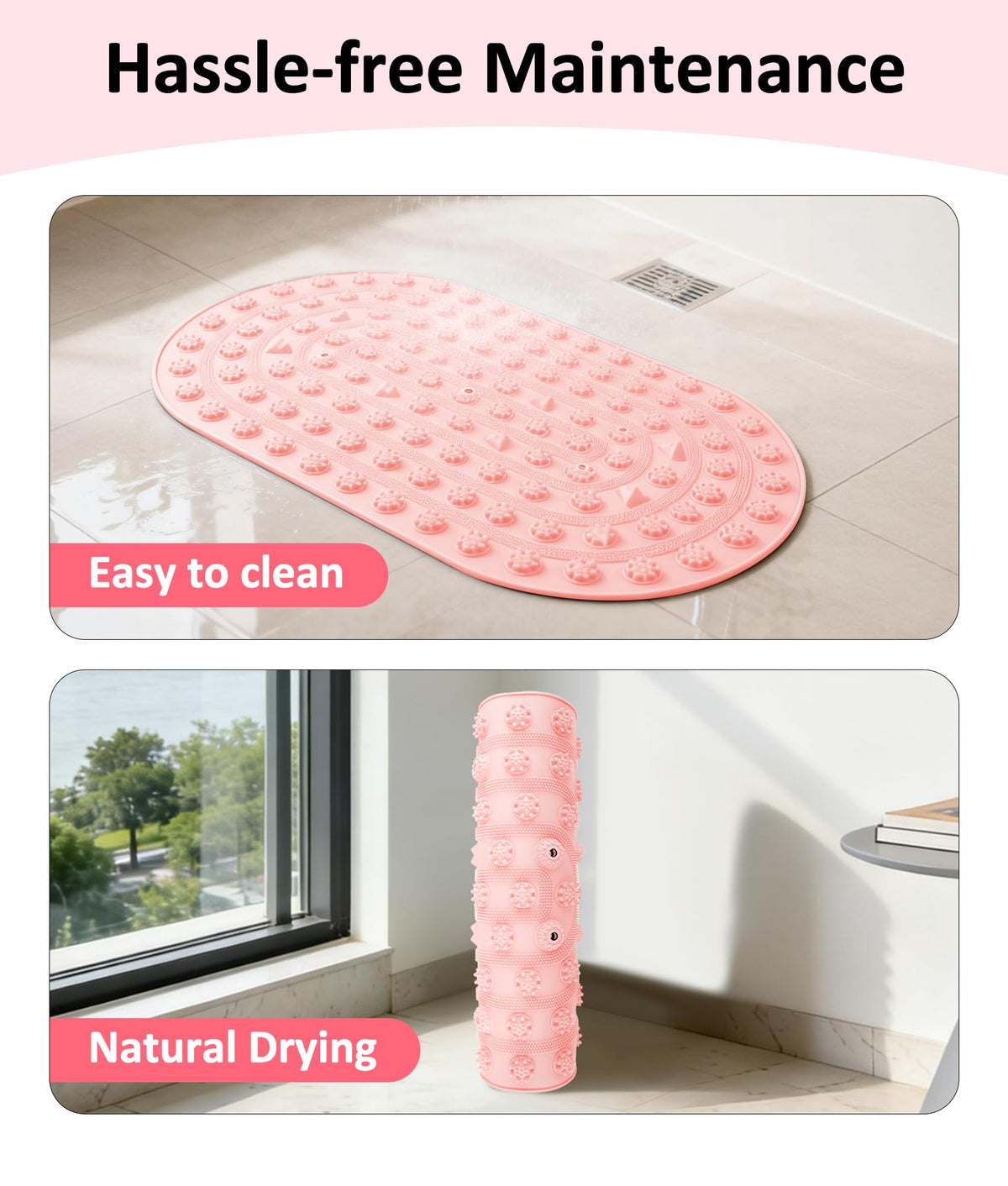 Silicone Foot Massage Acupressure Mat with Reflexology Points 30'' x 18'' (Pink)