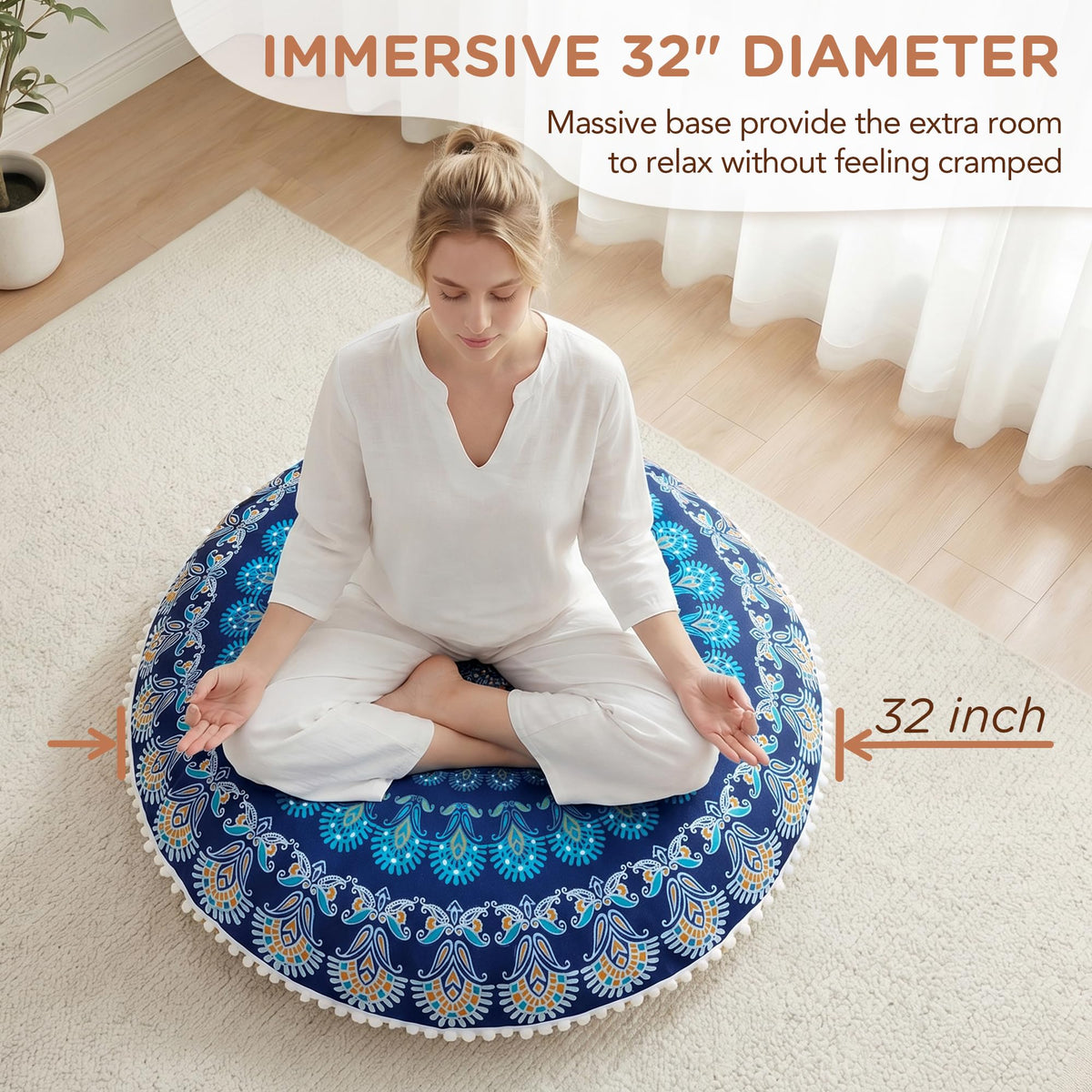 Floor Pillows 2 Pack (2 Count (Pack of 1) / Round | Navy)