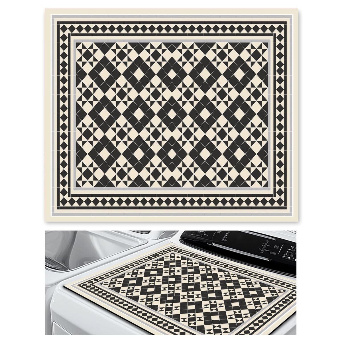Dryer Top Protector Mat (black white check)
