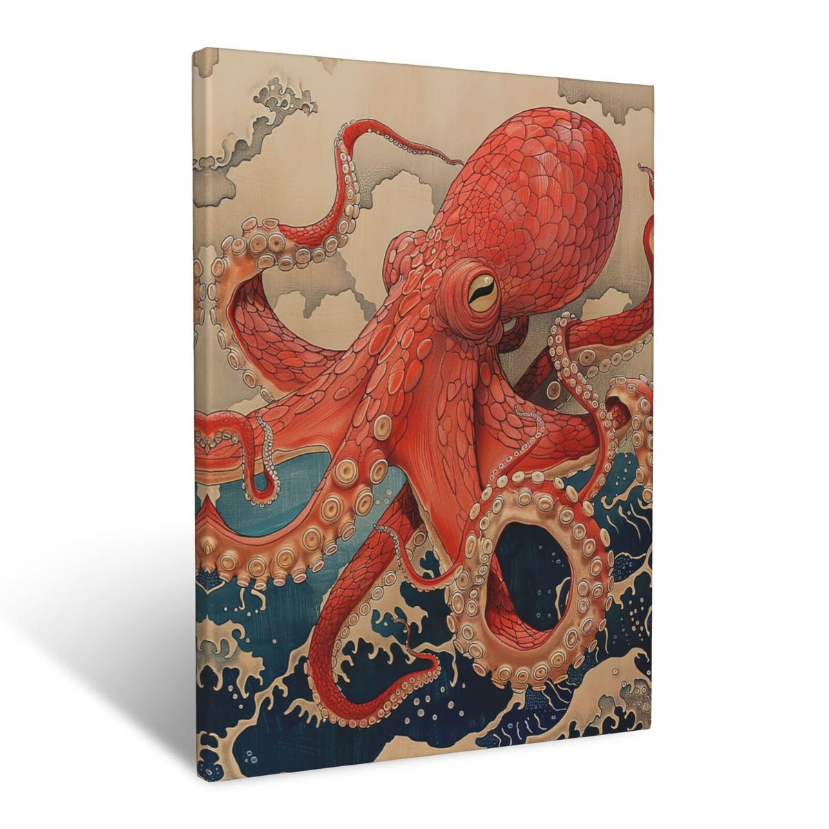 Octopus Canvas Wall Art Retro Ocean Waves Modern ArtWork 16'' x 20" (Octopus / 20"L x 16"W)