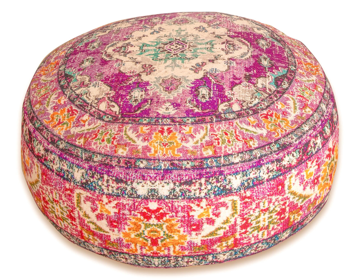 Boho Floor Cushion Cover Purple Round Purple Pillow Case Moroccan Decorative Pouf Pouf BeanBag Stool Cotton 24x8 Unstuffed (24x8 Cover Only / Purple)