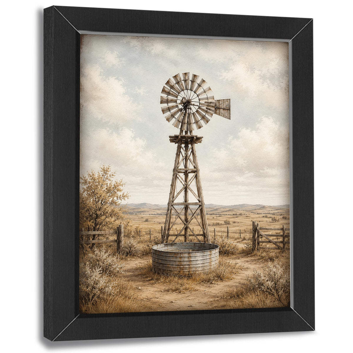 Rustic Windmill Decor Wall Art (Wall Art Framed 68 / 20"L x 16"W)