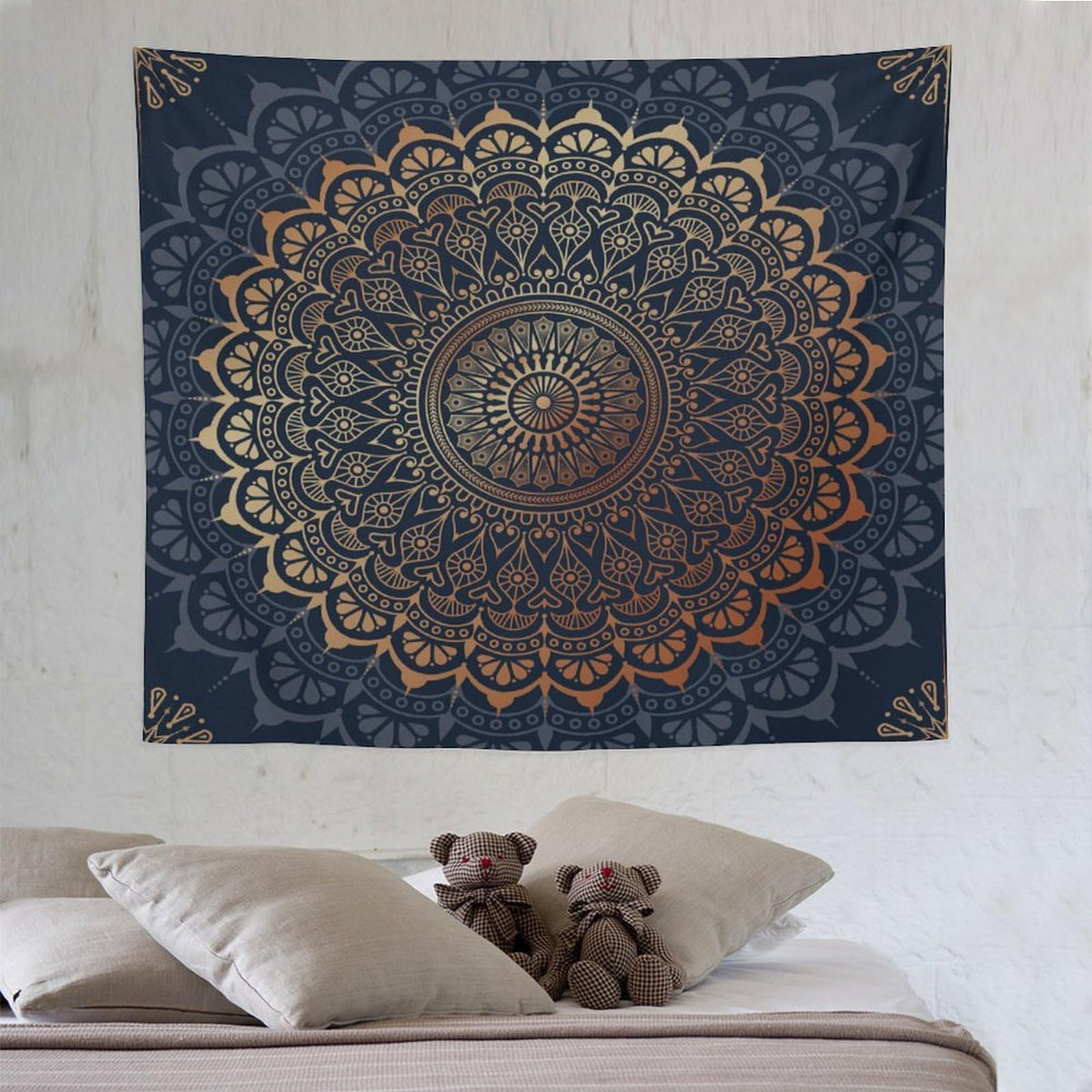 Boho Flower Tapestry Wall Hanging Mandala Bohemian Aesthetic Paisley Hippie Tapestries Home Decor for Living Room Bedroom Farmhouse Apartment Dorm 50"x60" (50"L x 60"W / Mandala-39)