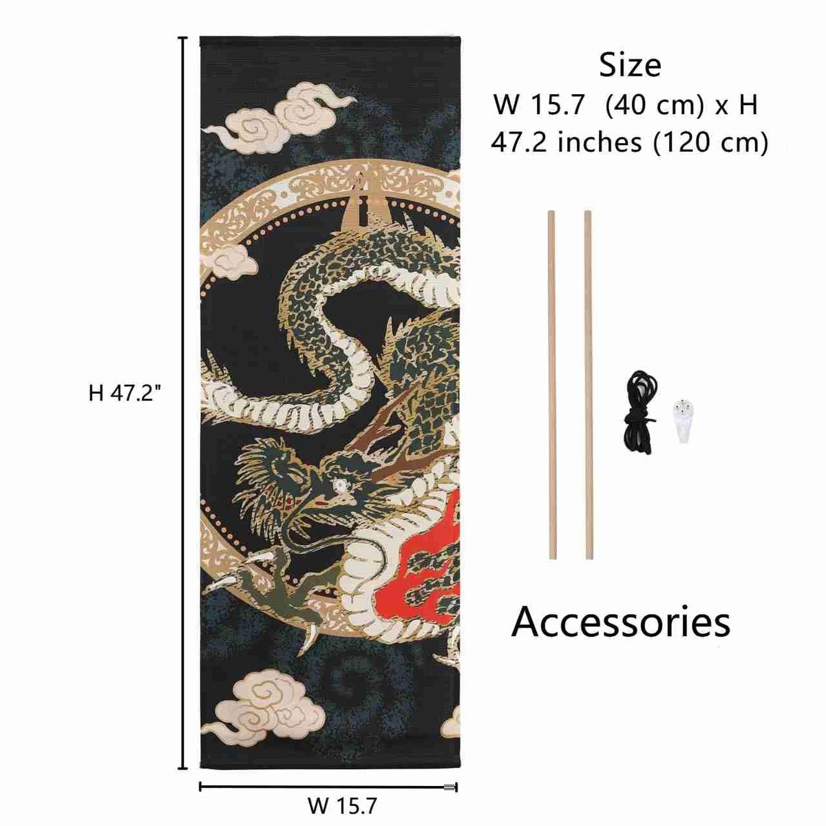 japanese scroll wall art Decorations Thin Tapestry asian wall art hanging scroll for Living Room (Dragon)