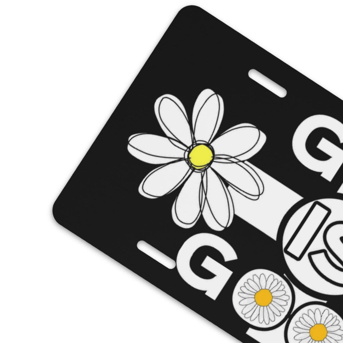 God is Good Daisy Christian Floral Cross Front License Plate Aluminum Decorative License Plates Metal Car Plate 6"X12" Novelty Vanity Tag Cover with 4 Holes Car Decor Accessory (Bronze / 6 X 12 Inch)