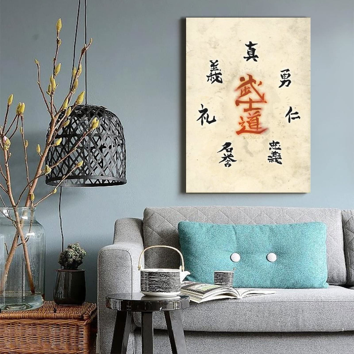Japanese Bushido Samurai Warrior The Seven Virtues of Bushido Canvas Oil Painting Wall Art Poster Prints Picture Decoration for Living Room Bedroom Unframed 12 x18 inches (18"L x 12"W / Unframe-13)