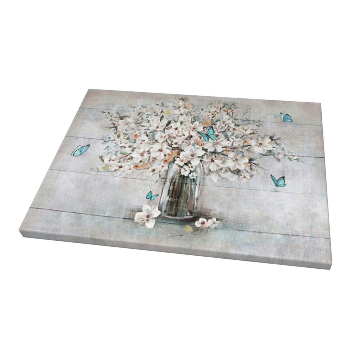 Rustic Flower Wall Art Farmhouse Bathroom Decor White Blossom Floral Canvas Painting Prints Bathroom Pictures for Wall Modern Artwork Home Decoration for Bathroom Bedroom Office 16"x12" (White Flower / 16"L x 12"W)