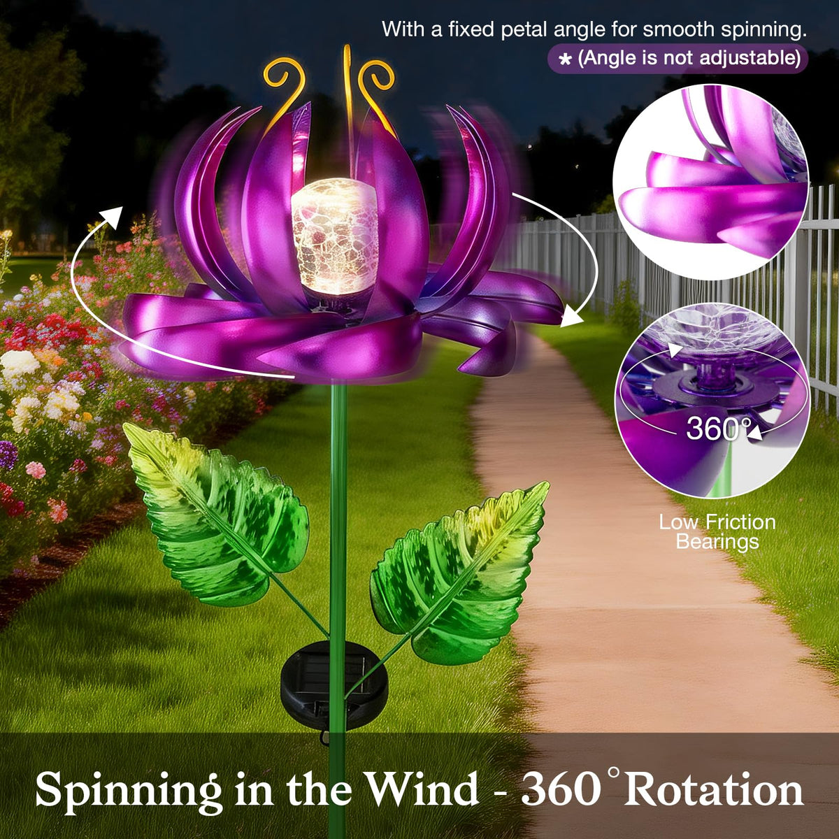Garden Decor Solar Wind Spinners (Purple-large)